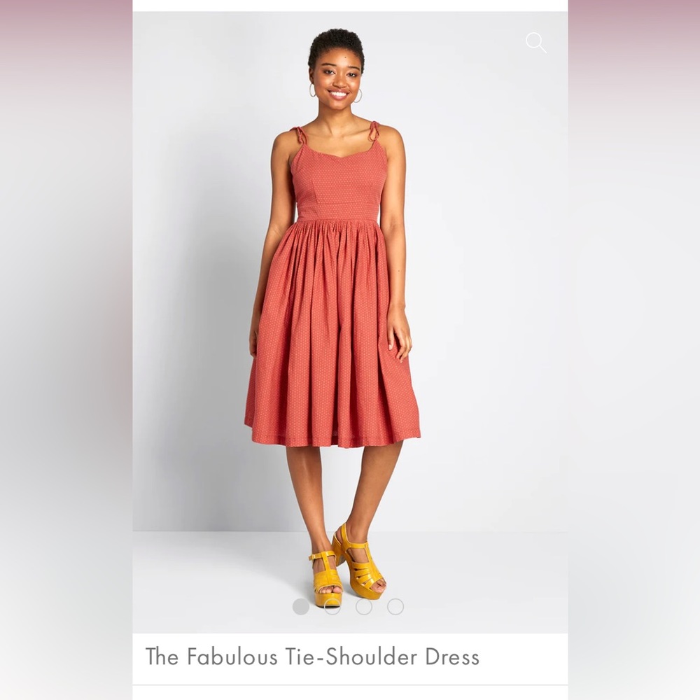 ModCloth Women's The Fabulous Tie-Shoulder Dress in Burnt Orange Size 14